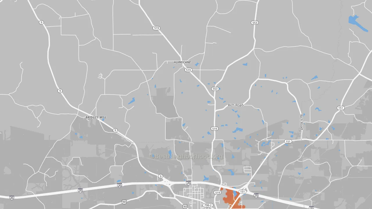 Bike Grade map of Hurricane, LA