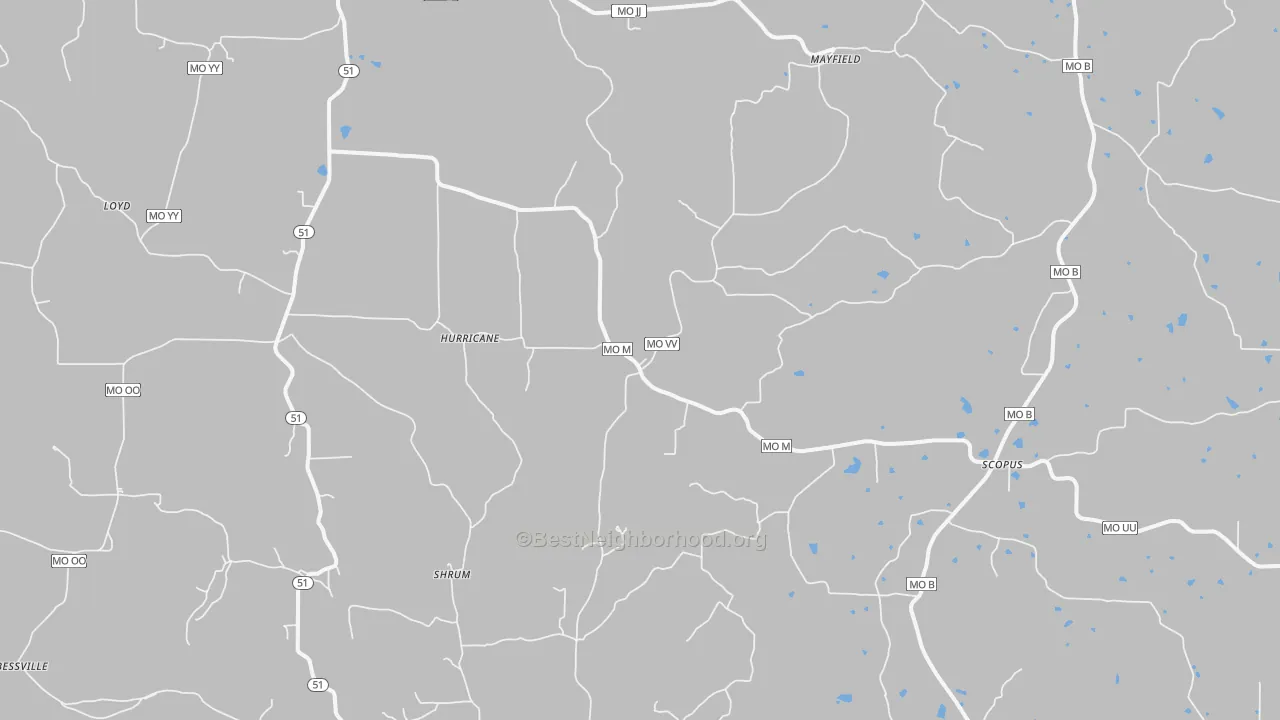 Bike Grade map of Hurricane, MO