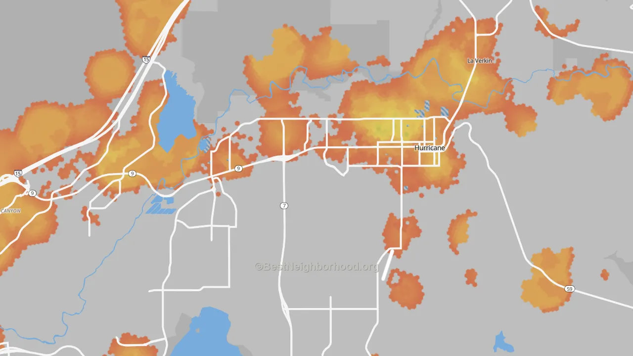Bike Grade map of Hurricane, UT