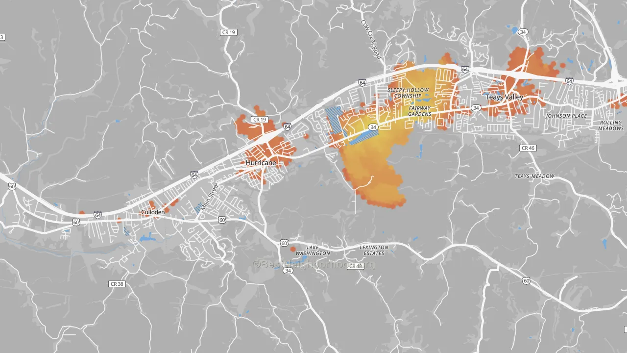 Bike Grade map of Hurricane, WV