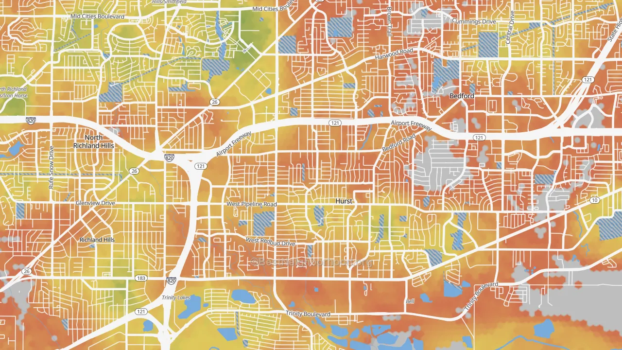 Bike Grade map of Hurst, TX