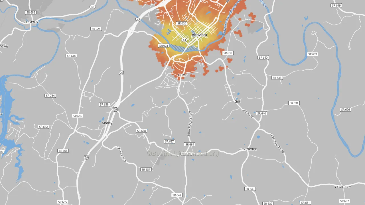 Bike Grade map of Hurt, VA