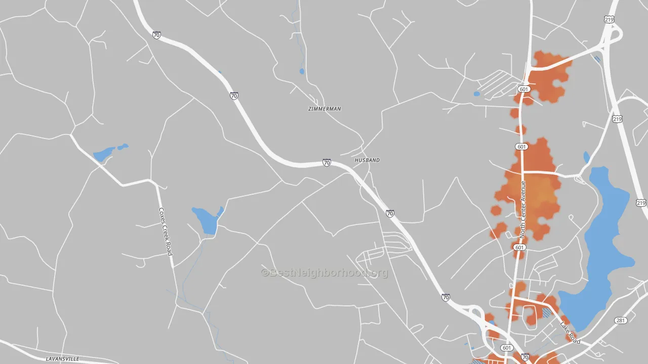 Bike Grade map of Husband, PA
