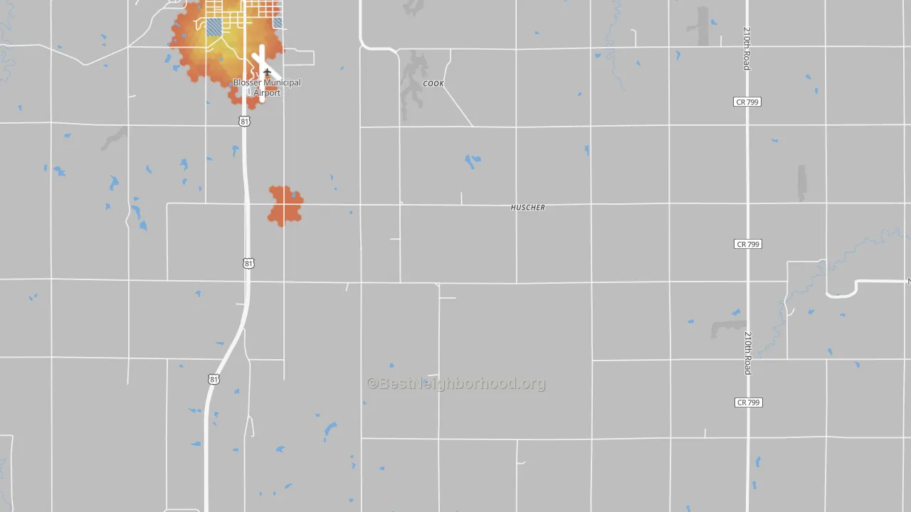Bike Grade map of Huscher, KS