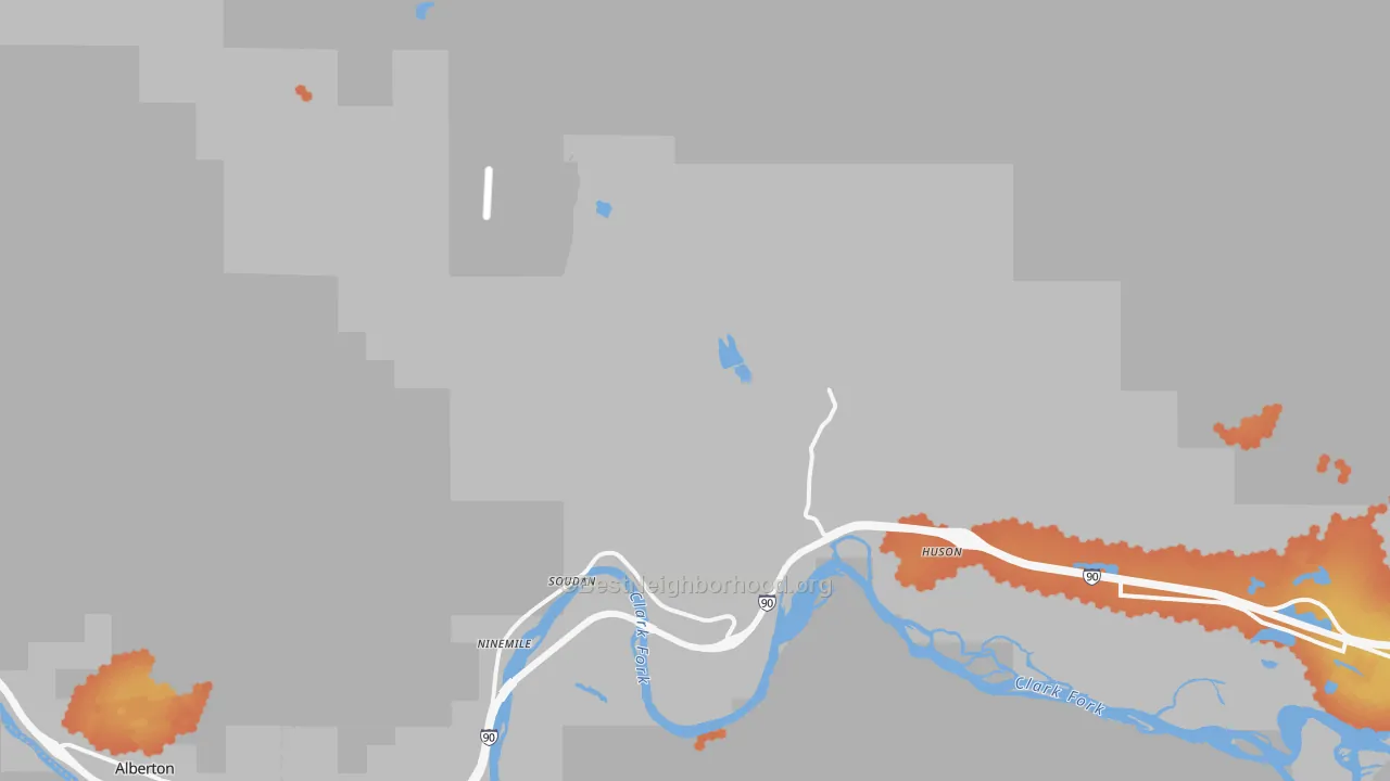 Bike Grade map of Huson, MT