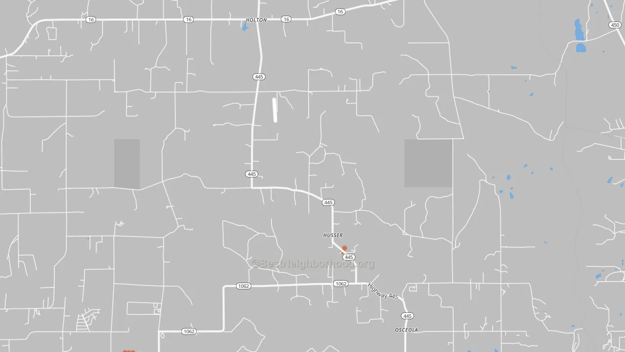 Bike Grade map of Husser, LA