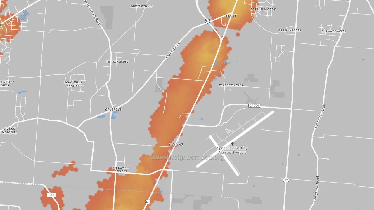 Bike Grade map of Hustead, OH