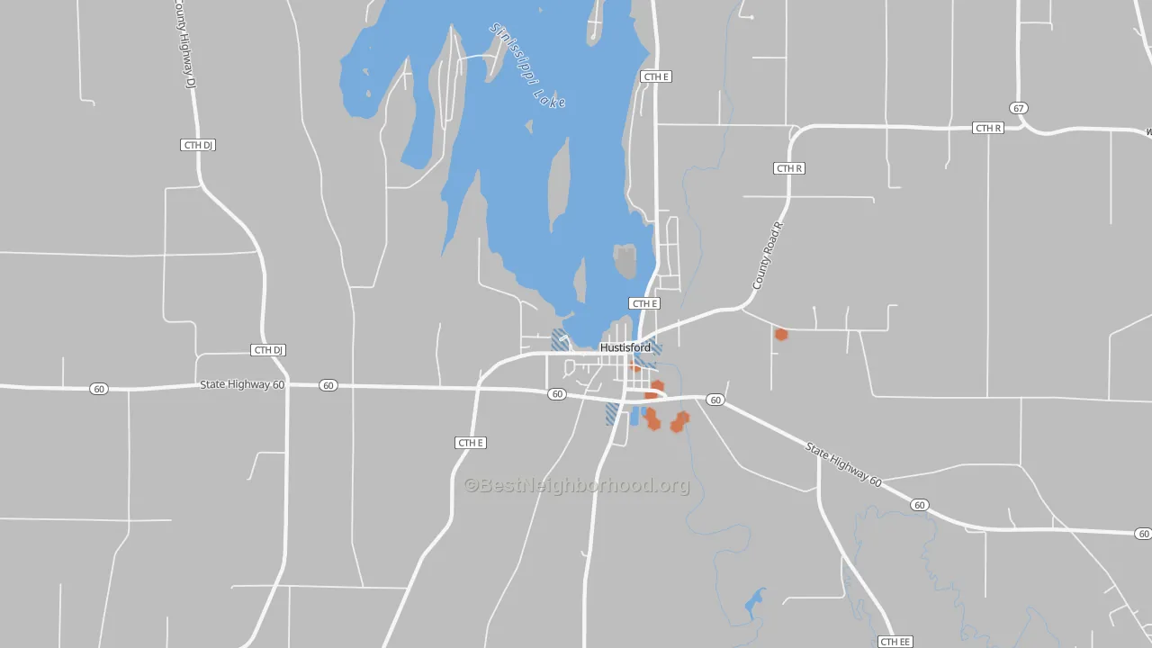 Bike Grade map of Hustisford, WI