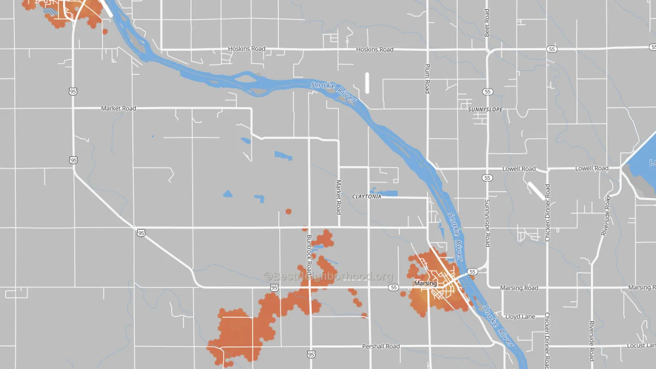 Bike Grade map of Huston, ID