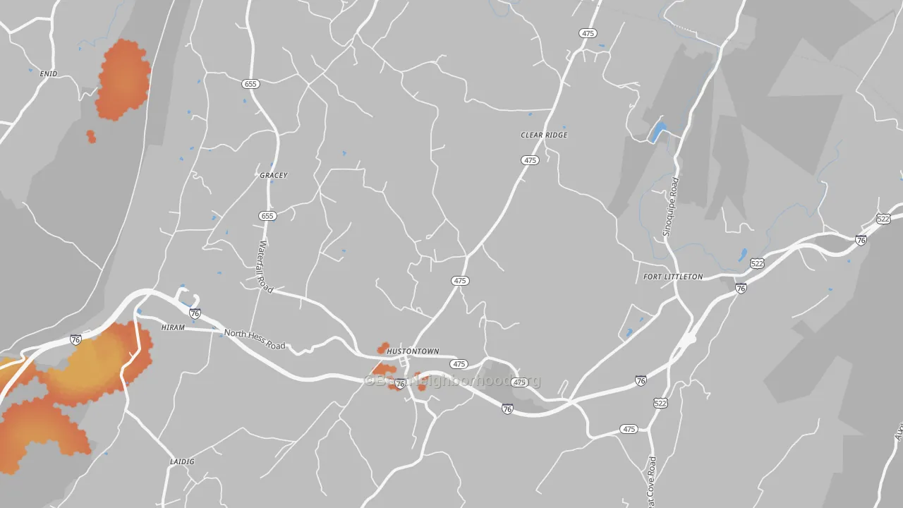 Bike Grade map of Hustontown, PA