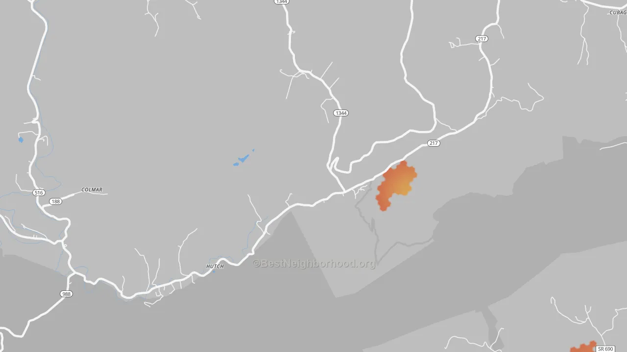 Bike Grade map of Hutch, KY