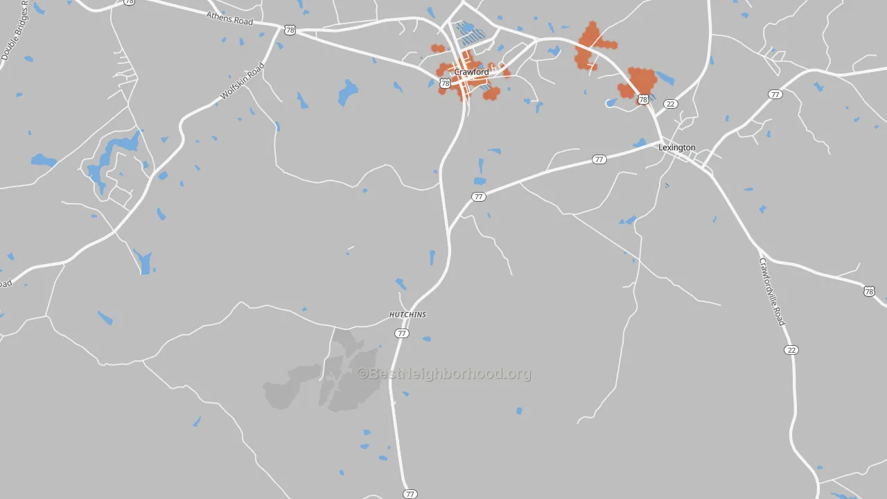 Bike Grade map of Hutchins, GA