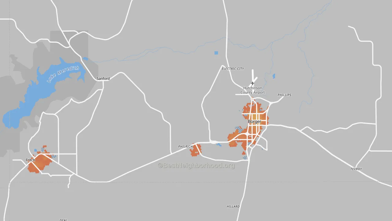 Bike Grade map of Hutchinson County, TX