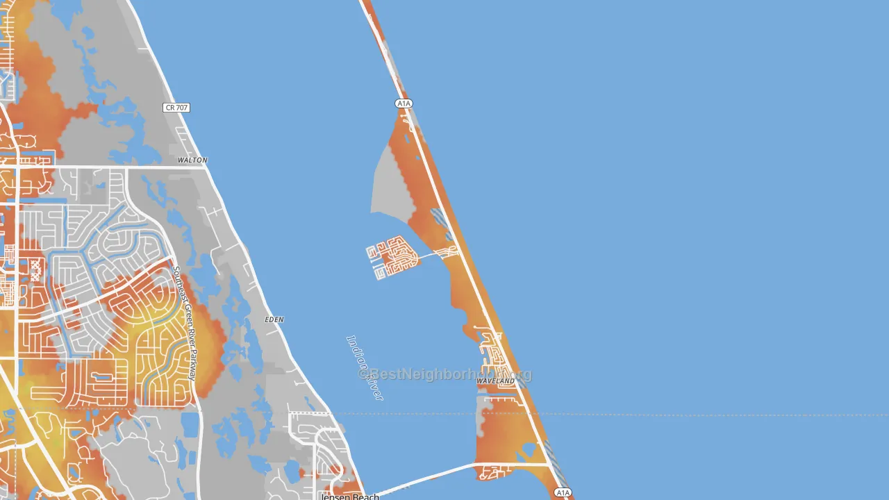 Bike Grade map of Hutchinson Island South, FL
