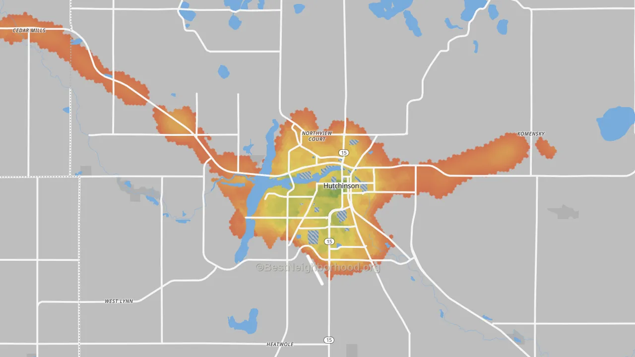 Bike Grade map of Hutchinson, MN