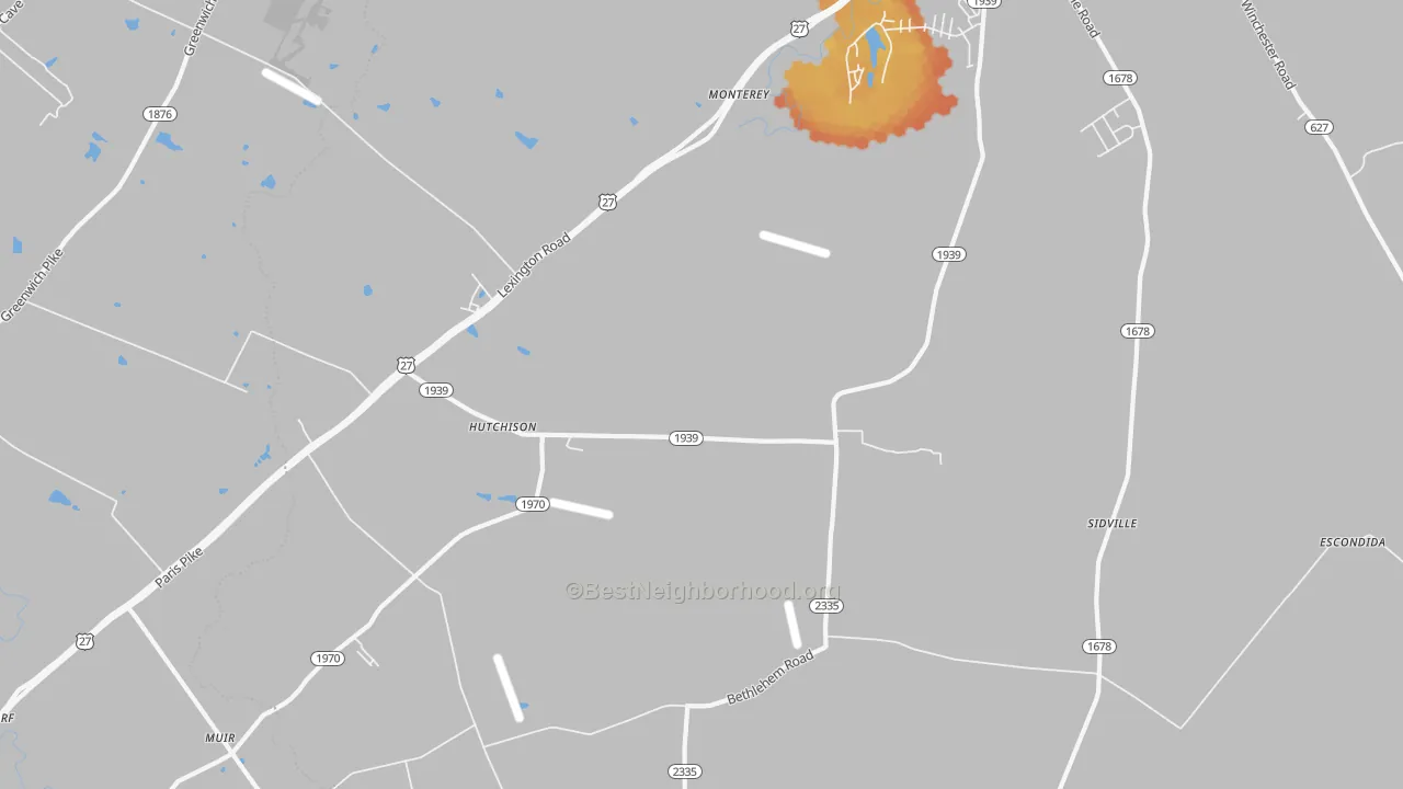 Bike Grade map of Hutchison, KY