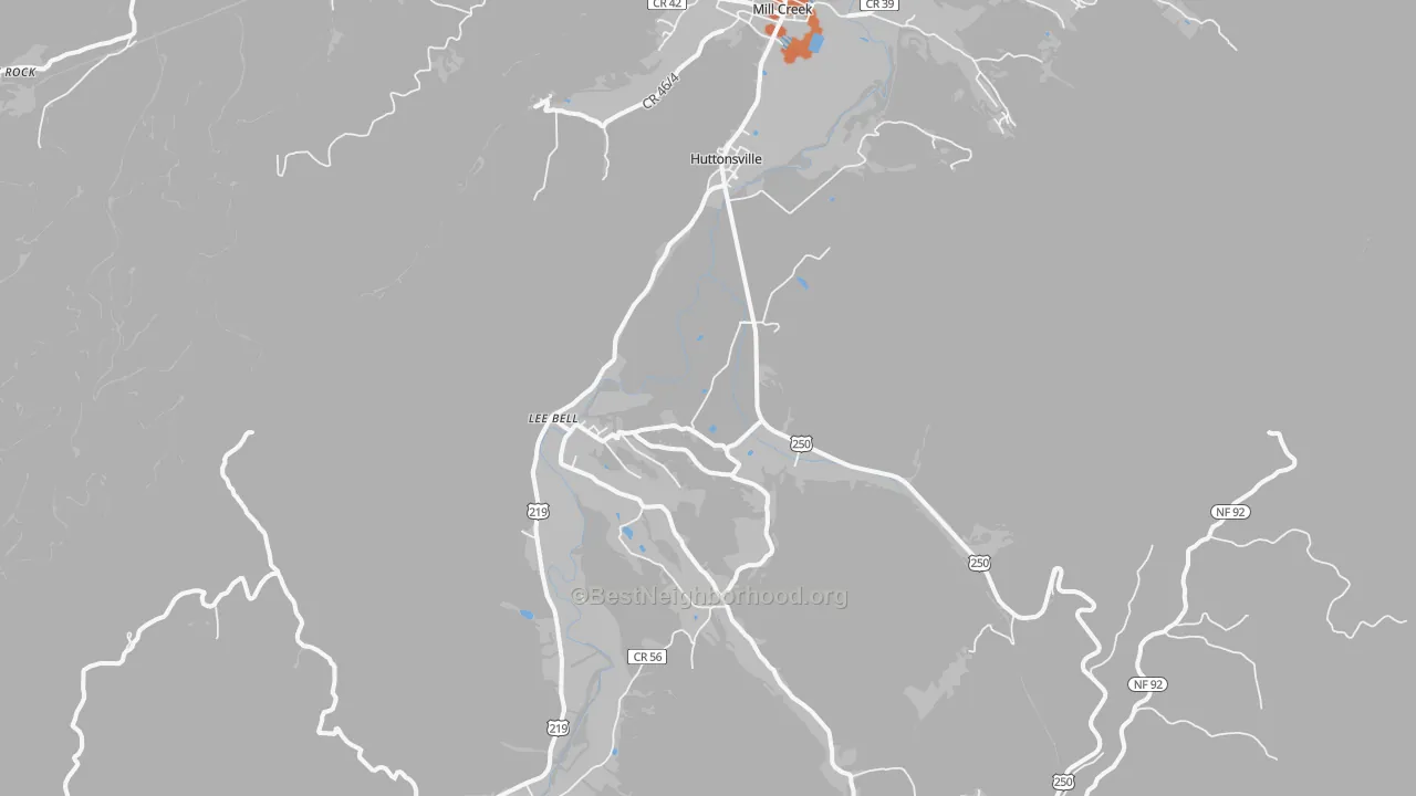 Bike Grade map of Huttonsville, WV