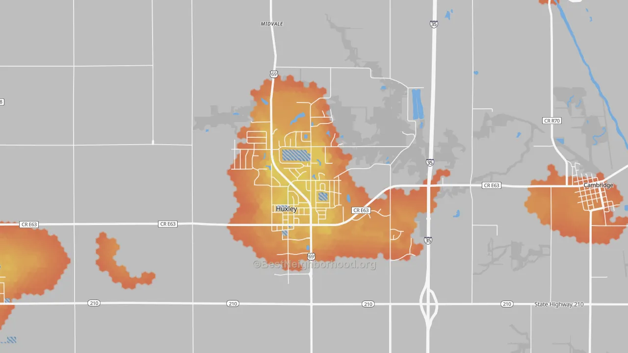 Bike Grade map of Huxley, IA