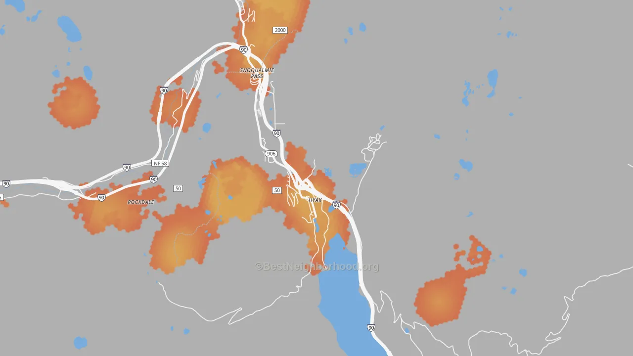 Bike Grade map of Hyak, WA