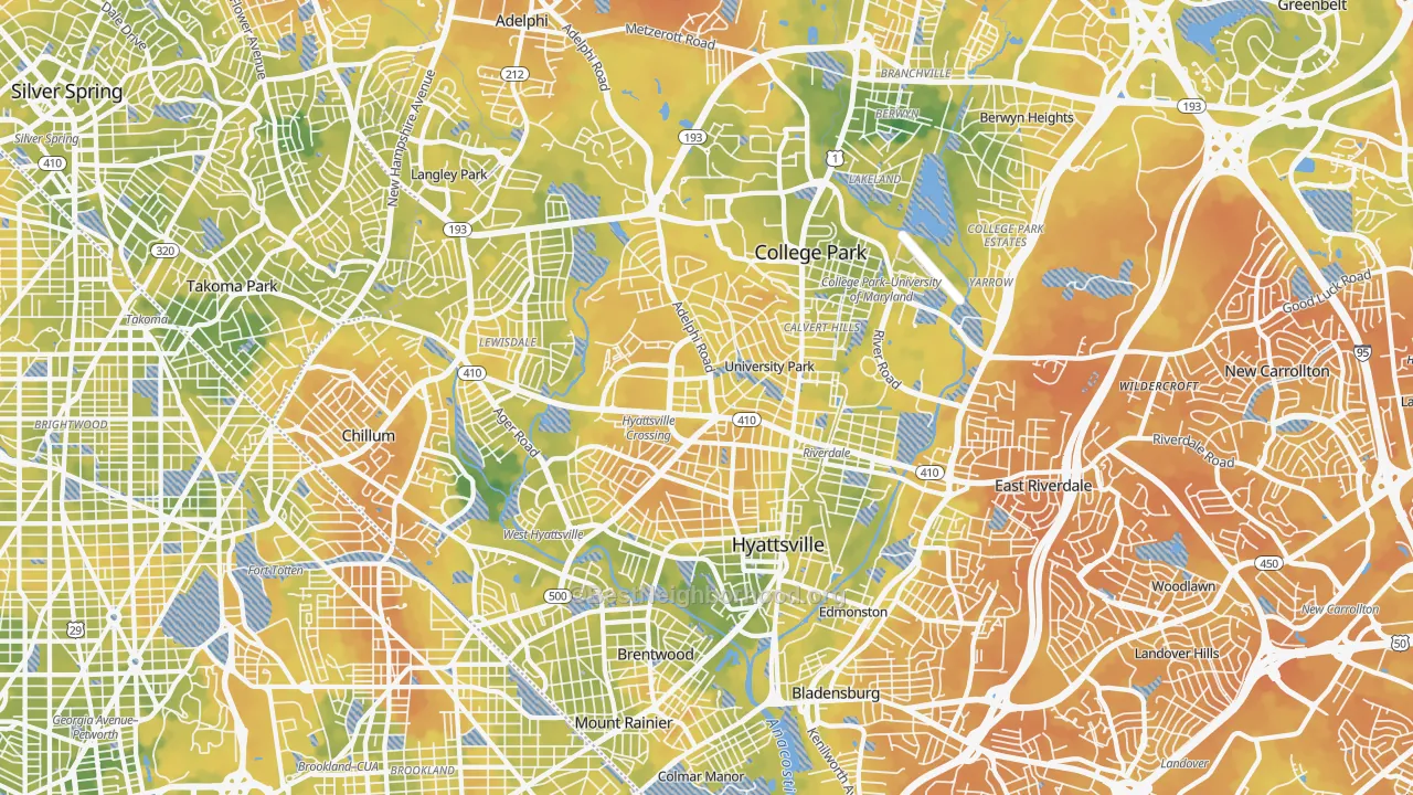 Bike Grade map of Hyattsville, MD