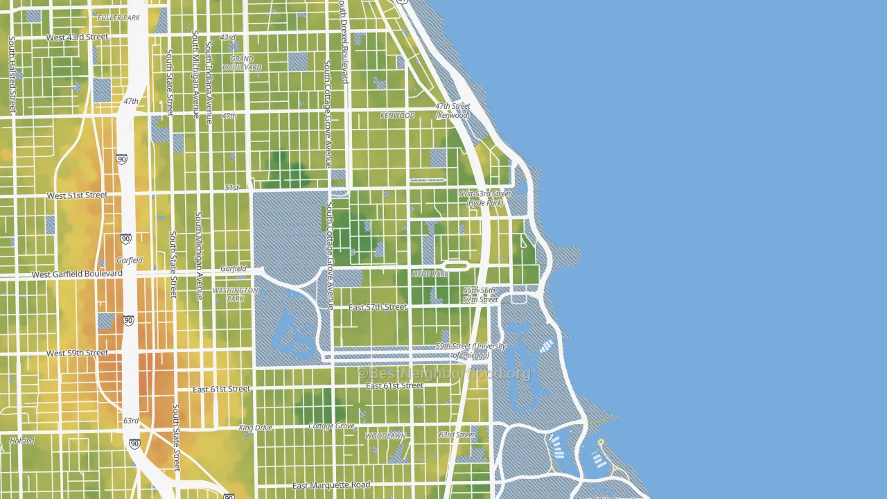 Bike Grade map of Hyde Park, Chicago, IL