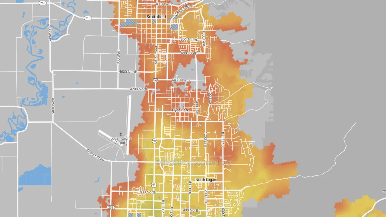 Bike Grade map of Hyde Park, UT
