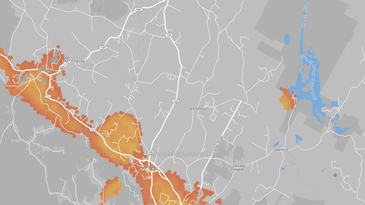 Bike Grade map of Hyde Park, VT