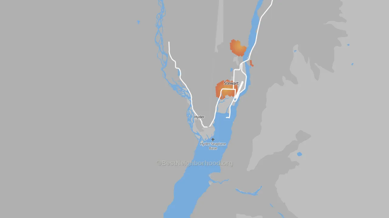Bike Grade map of Hyder, AK