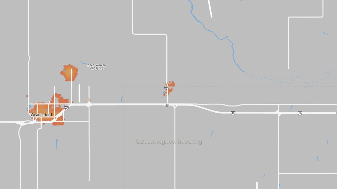 Bike Grade map of Hydro, OK