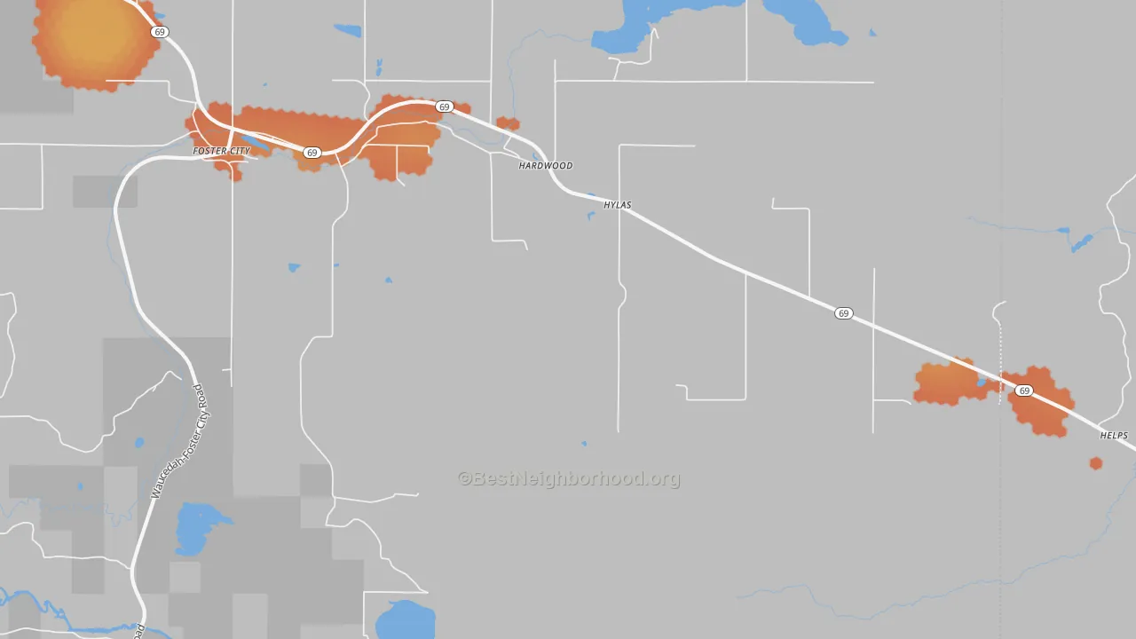 Bike Grade map of Hylas, MI