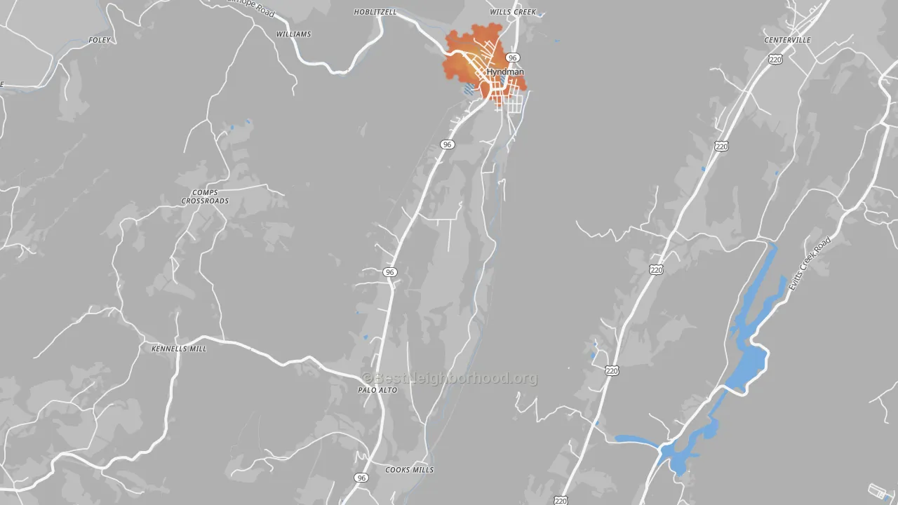 Bike Grade map of Hyndman, PA