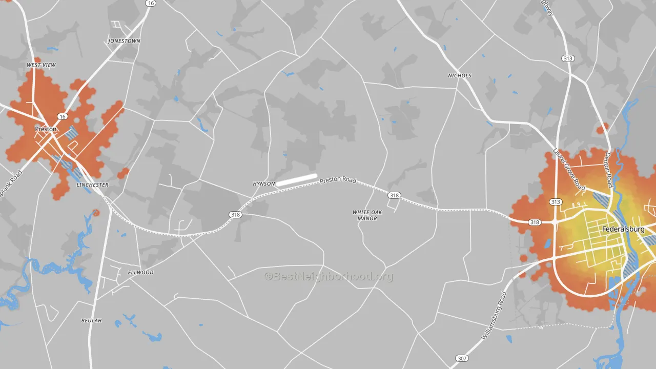 Bike Grade map of Hynson, MD