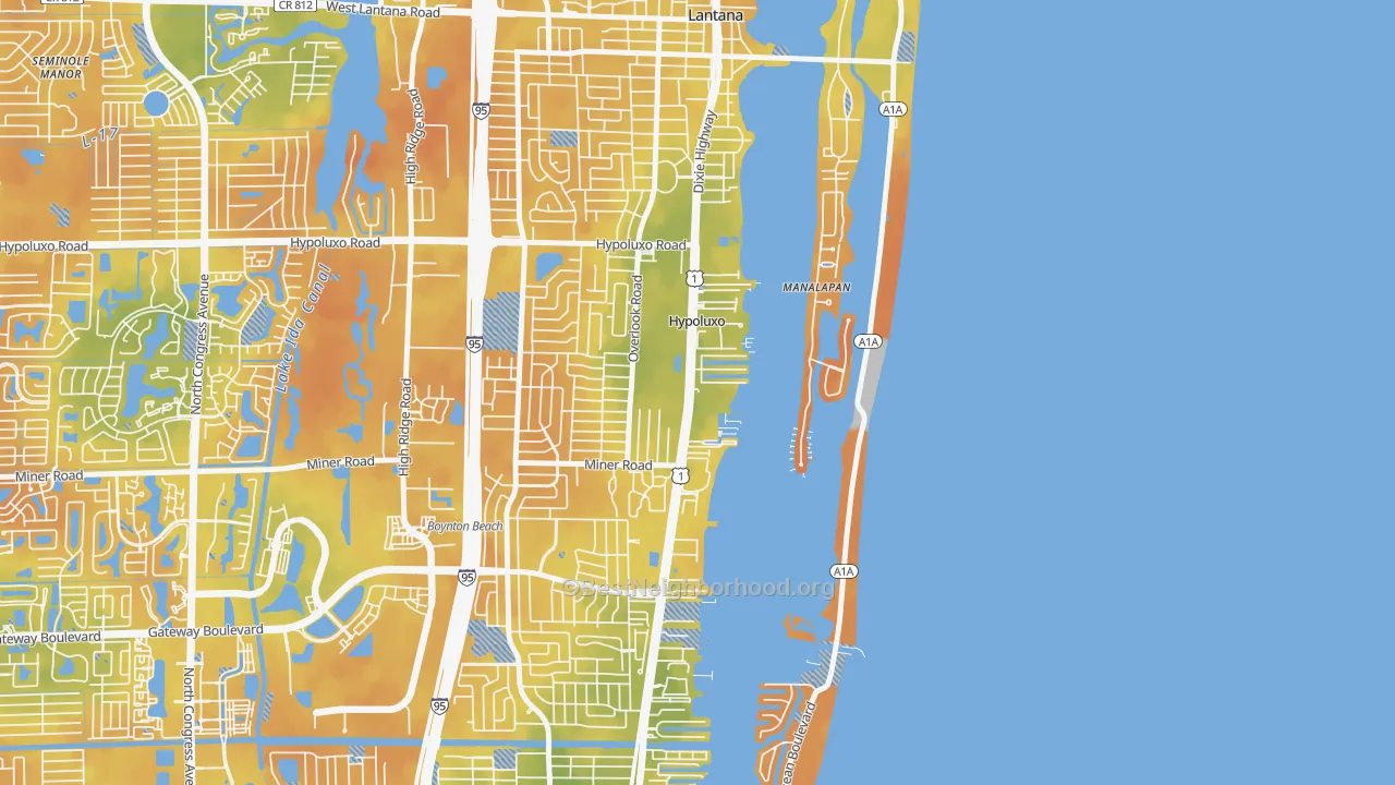 Bike Grade map of Hypoluxo, FL