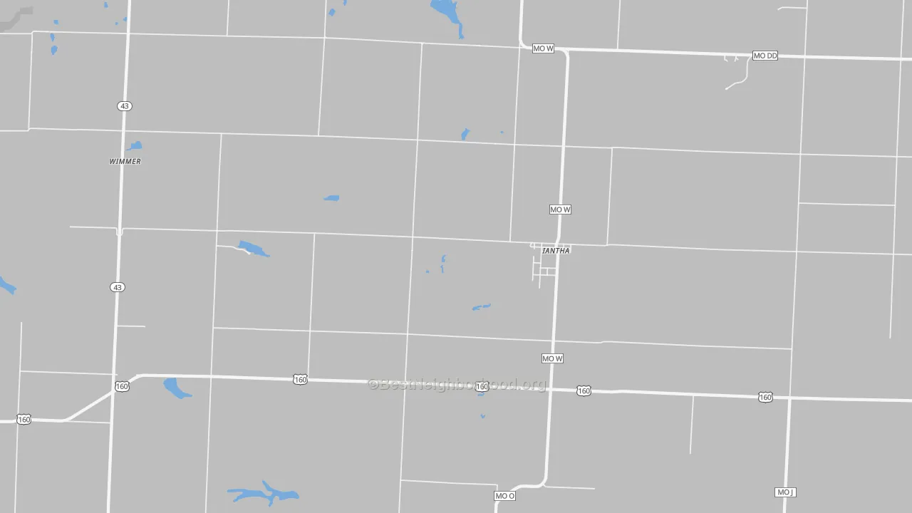 Bike Grade map of Iantha, MO