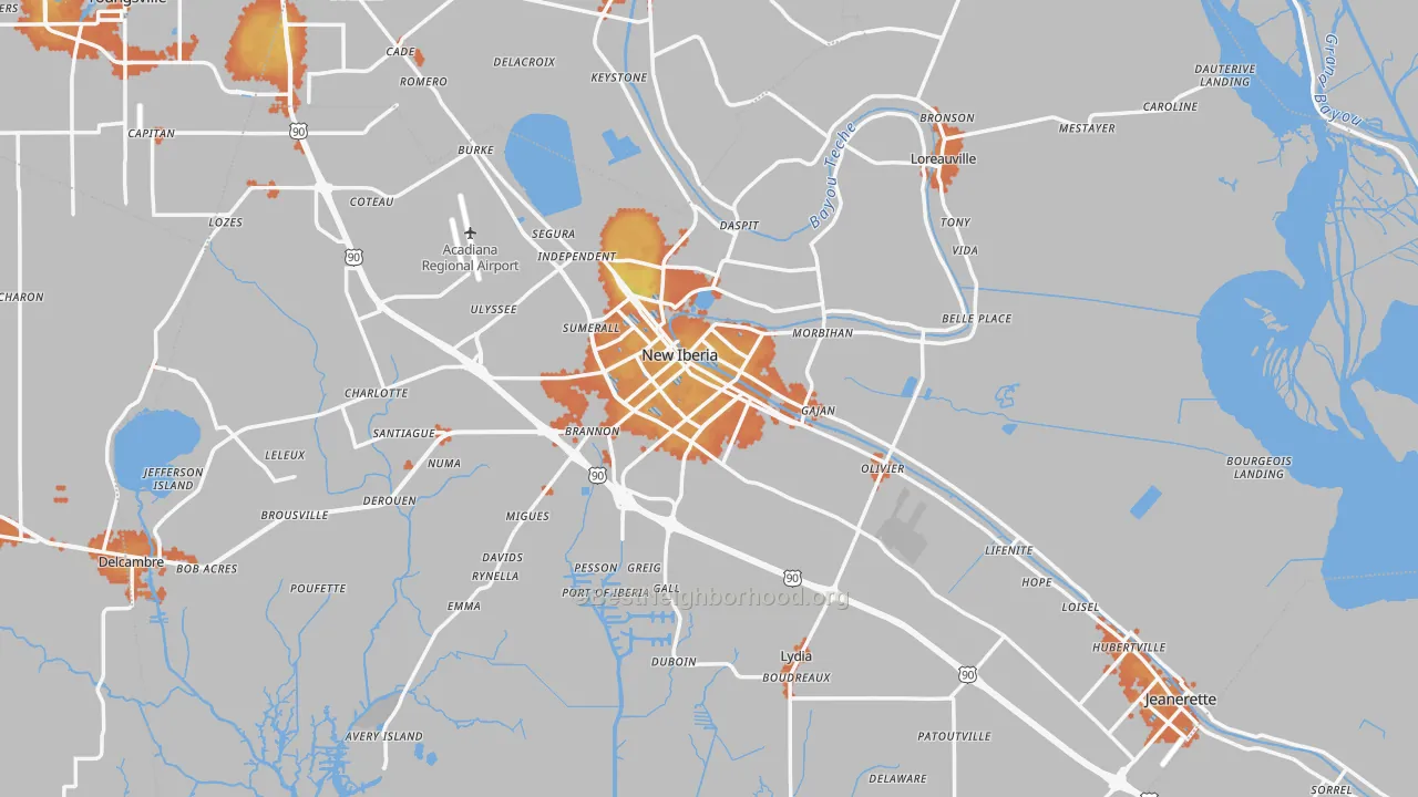 Bike Grade map of Iberia Parish, LA