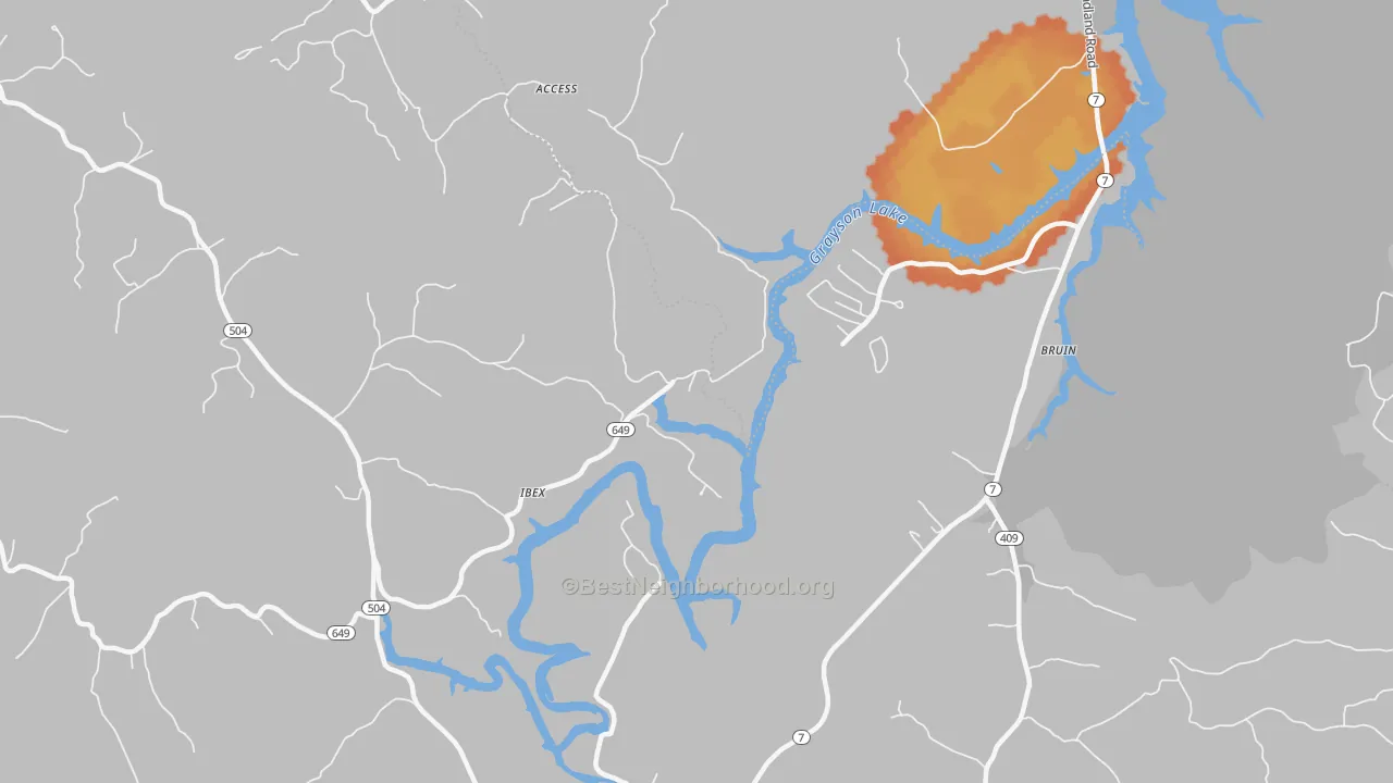 Bike Grade map of Ibex, KY
