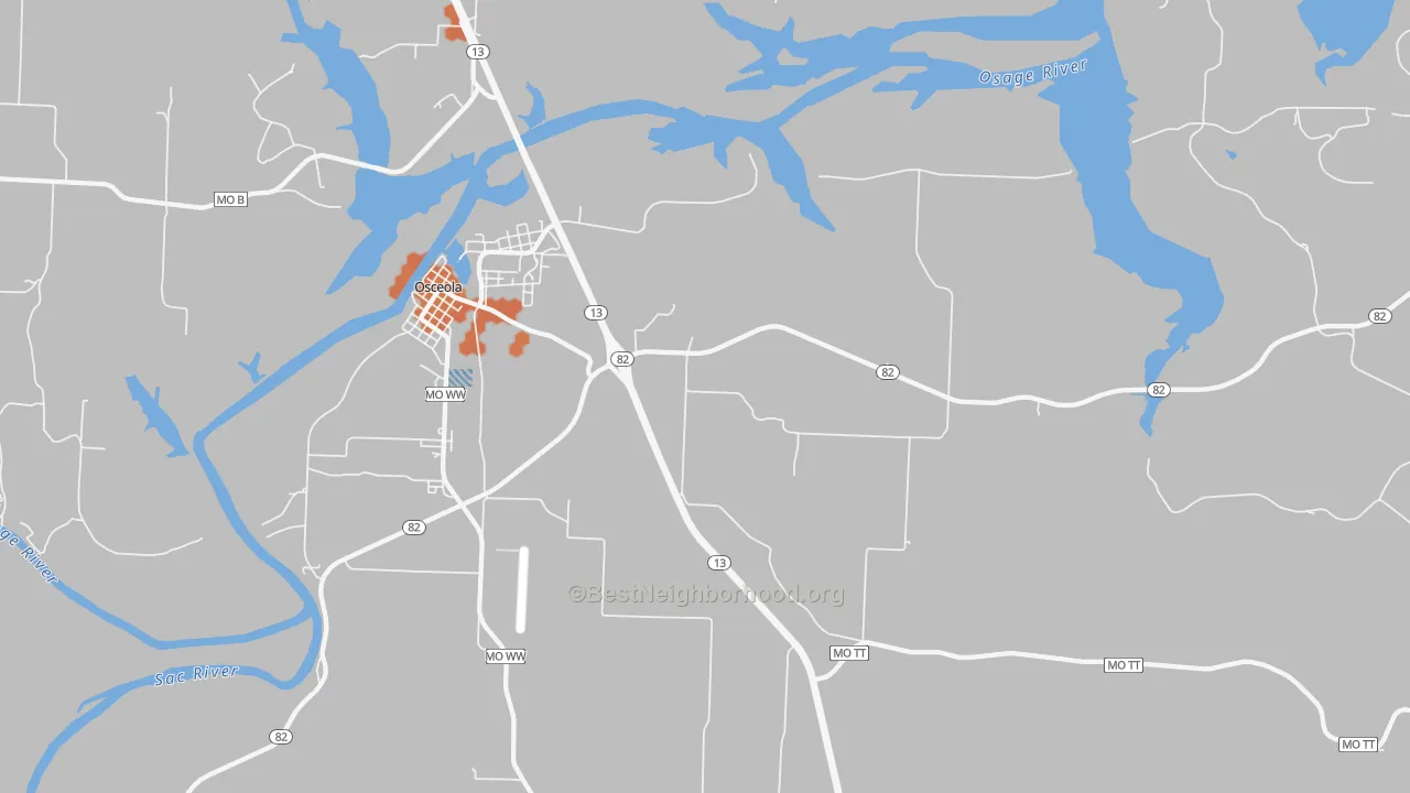 Bike Grade map of Iconium, MO