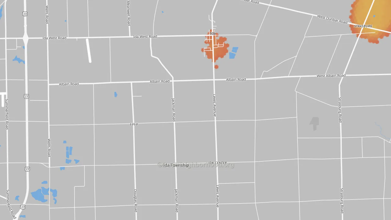 Bike Grade map of Ida, MI