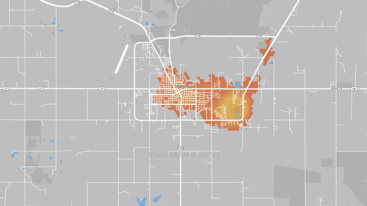Bike Grade map of Idabel, OK