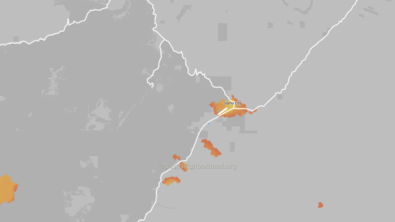 Bike Grade map of Idaho City, ID