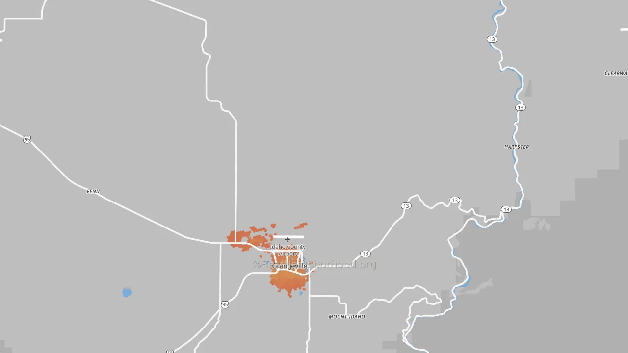 Bike Grade map of Idaho County, ID