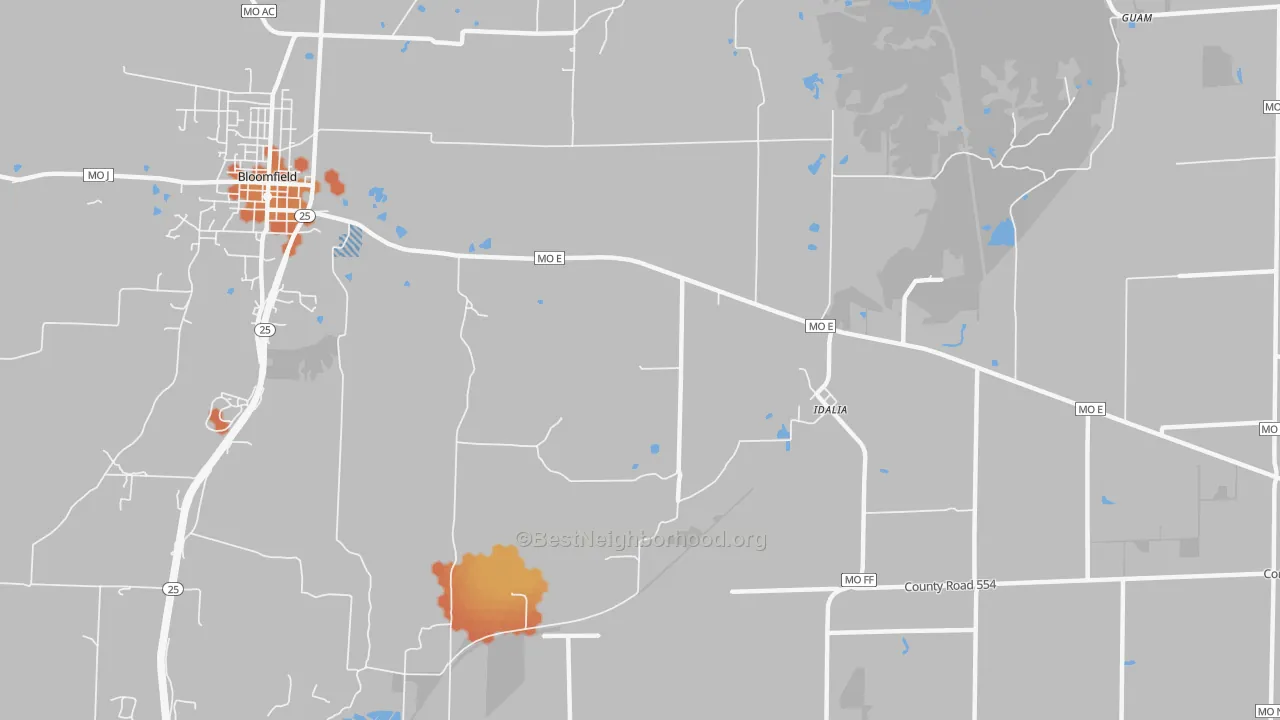 Bike Grade map of Idalia, MO
