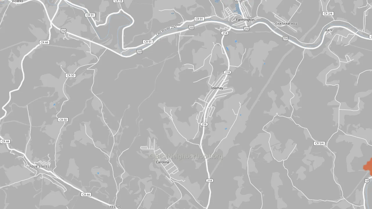Bike Grade map of Idamay, WV