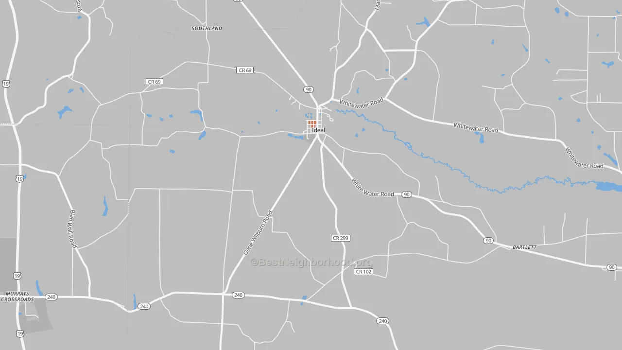 Bike Grade map of Ideal, GA