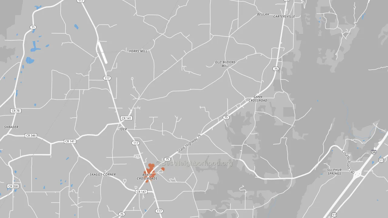 Bike Grade map of Ider, AL
