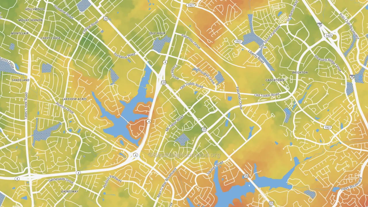 Bike Grade map of Idle Hour, Lexington, KY