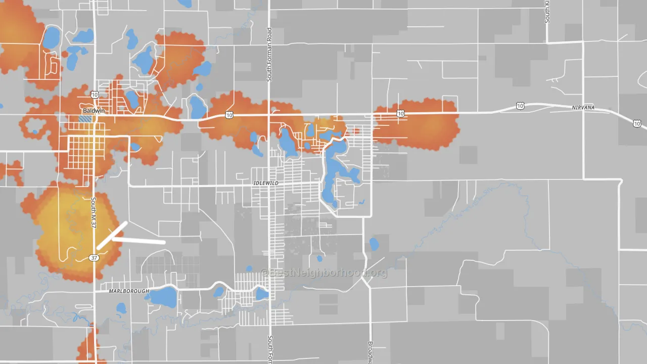 Bike Grade map of Idlewild, MI