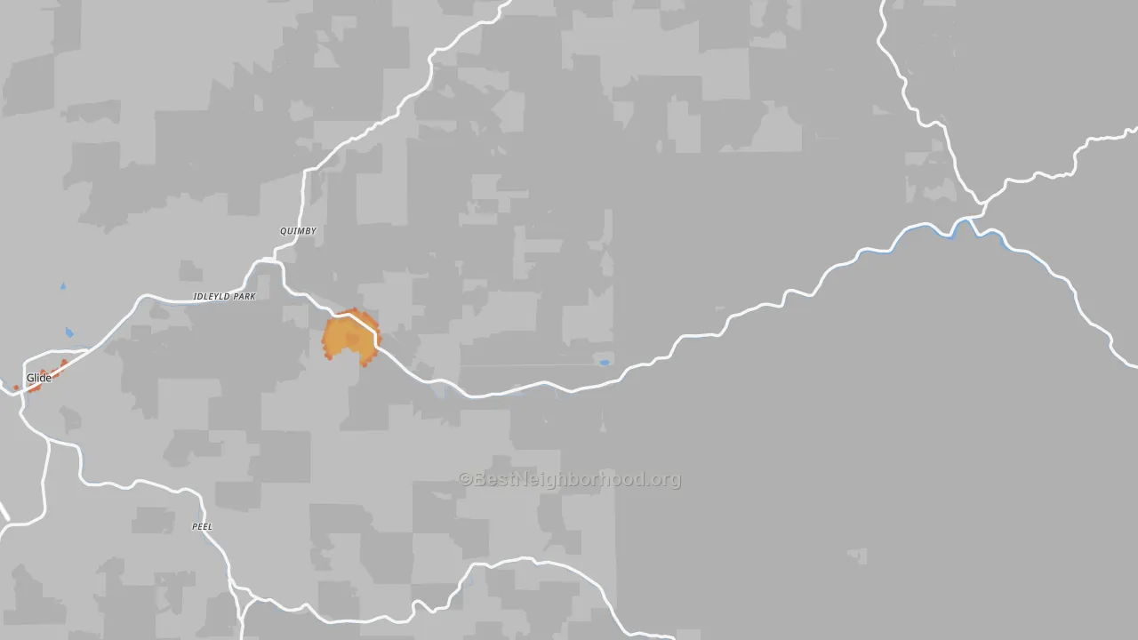 Bike Grade map of Idleyld Park, OR