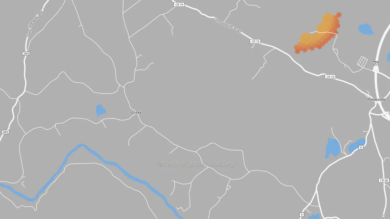 Bike Grade map of Igerna, NY