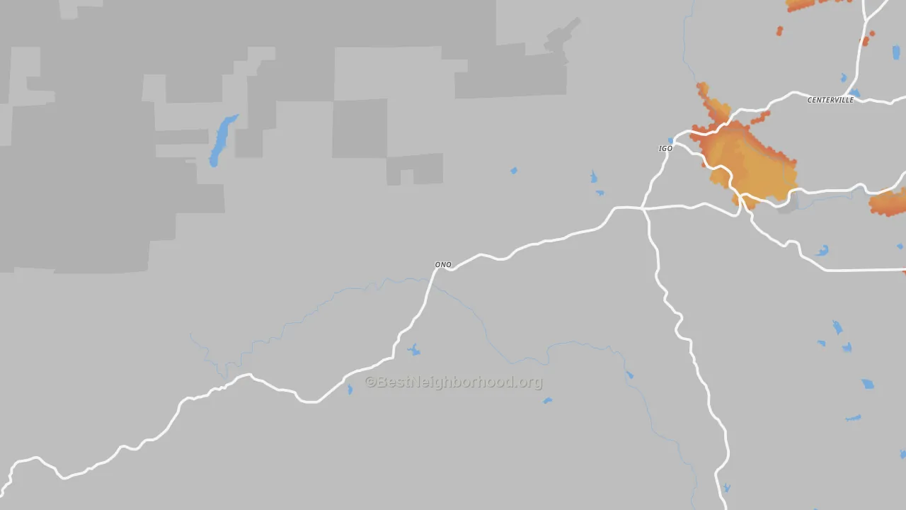 Bike Grade map of Igo, CA